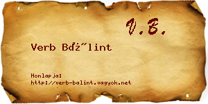Verb Bálint névjegykártya